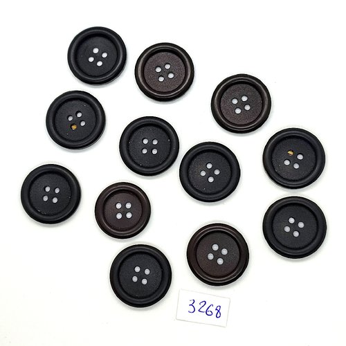 12 boutons en résine noir - 22mm - tr3268