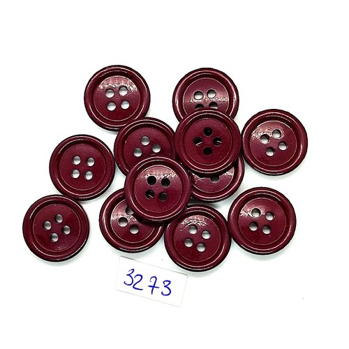 12 boutons en résine bordeaux - 18mm - tr3273