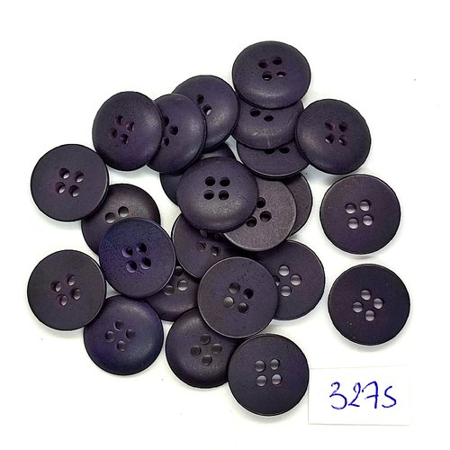 24 boutons en résine noir - 15mm - tr3275