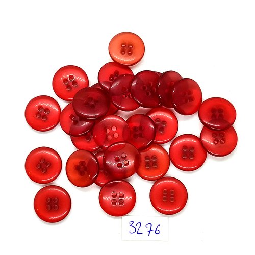 27 boutons en résine rouge opaque - 15mm - tr3276