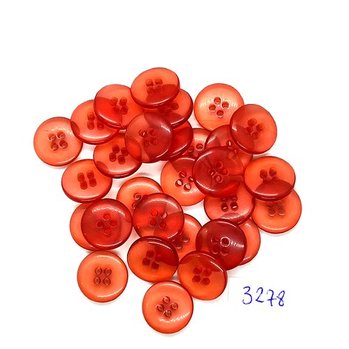 29 boutons en résine orange opaque - 15mm - tr3278