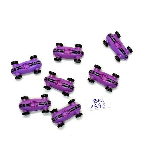 7 boutons fantaisie en résine lilas et noir - 14x24mm - bri1376