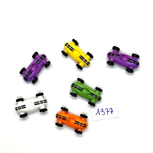 7 boutons fantaisie en résine lilas et noir - 14x24mm - bri1376