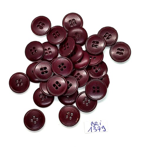 30 boutons en résine violet / bodeaux - 15mm - bri1379