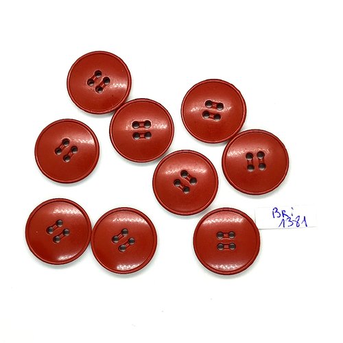 9 boutons en résine marron - 22mm - bri1381