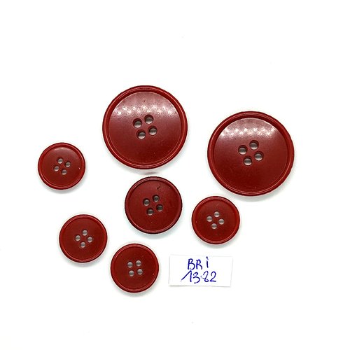 7 boutons en résine marron - 28mm - 18mm et 15mm - bri1382