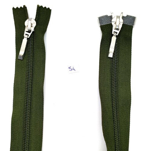 1 fermeture éclair vert - 54cm - 2 ouvertures - maille nylon