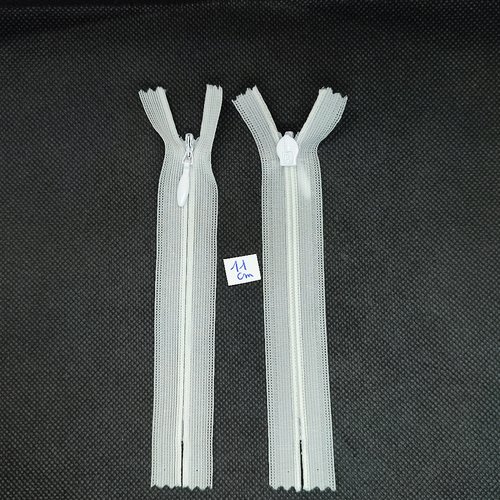 1 fermeture éclair blanc  - non séparable - 11cm - maille nylon