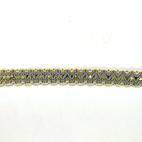 6m de galon polyester doré et gris - 15mm