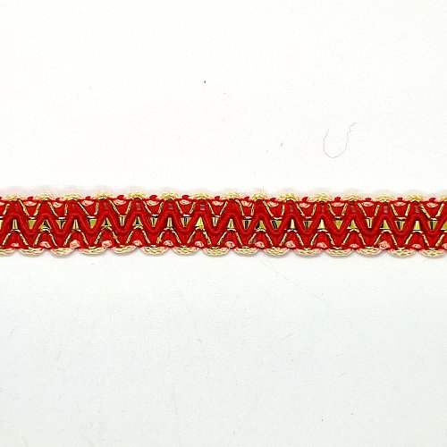 4m de galon polyester rouge et doré - 15mm