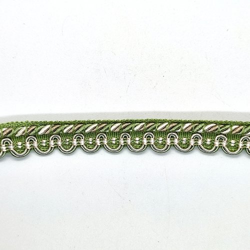 4m de galon polyester vert et blanc - 15mm