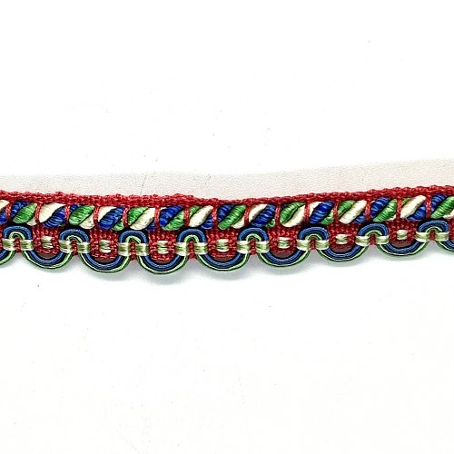 4m de galon polyester rouge bleu et vert - 15mm
