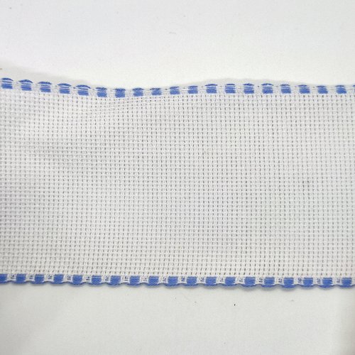 1m bande aida à broder blanc et bleu -8cm de large