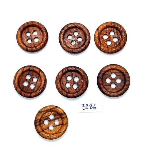7 boutons en résine marron - 29mm - tr3286