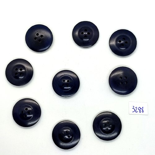 9 boutons en résine bleu foncé - 23mm - tr3288