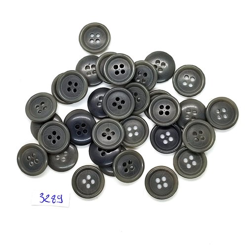 33 boutons en résine gris - 16mm - tr3289