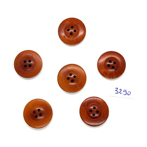 6 boutons en résine marron - 22mm - tr3290
