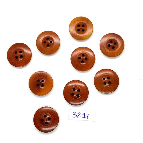 9 boutons en résine marron - 20mm - tr3291