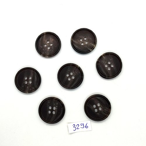 7 boutons en résine gris foncé - 23mm - tr3296