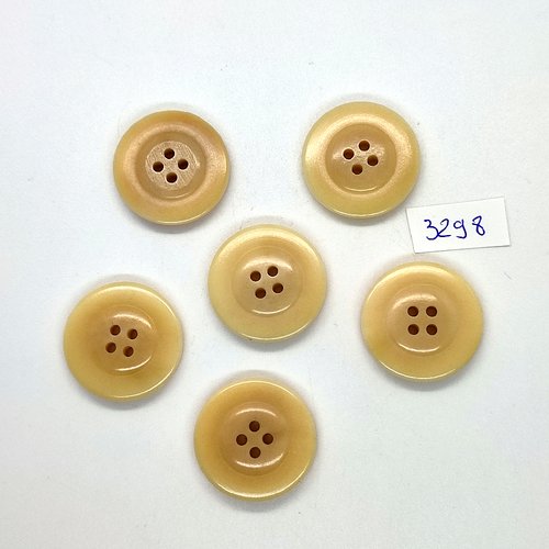 6 boutons en résine beige - 16mm - tr3298