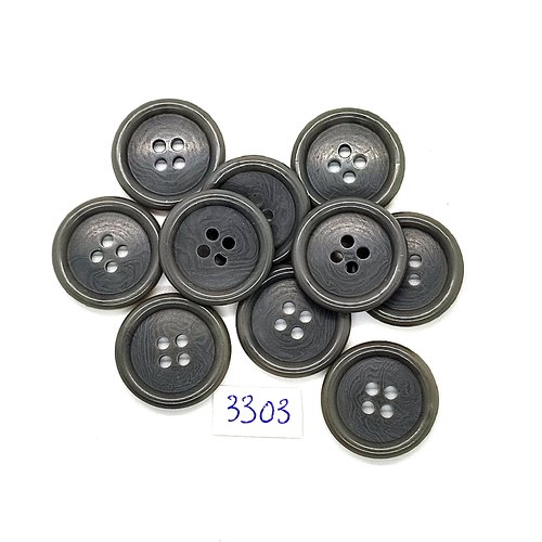 10 boutons en résine gris - 20mm - tr3303