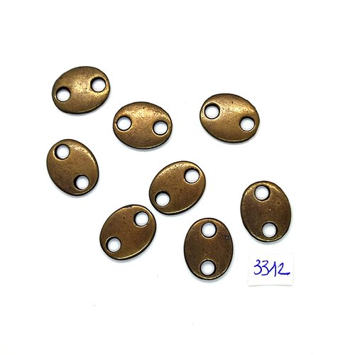 8 boutons en  métal bronze- 16x20mm - tr3312