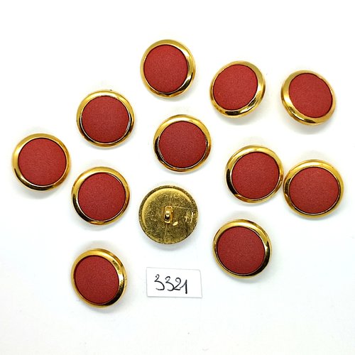 12 boutons en résine doré et rose - 19mm - tr3321