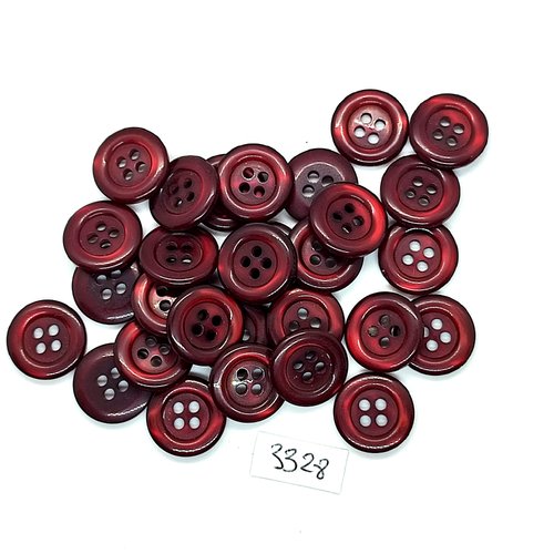 30 boutons en résine bordeaux / rouge foncé - 15mm - tr3328