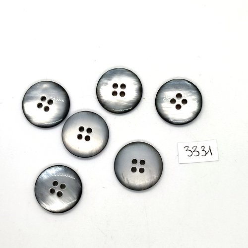 6 boutons en résine gris - 20mm - tr3331