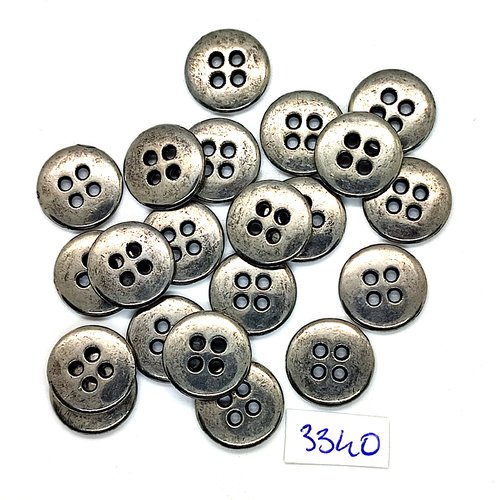 21 boutons en métal argenté - 15mm - tr3340