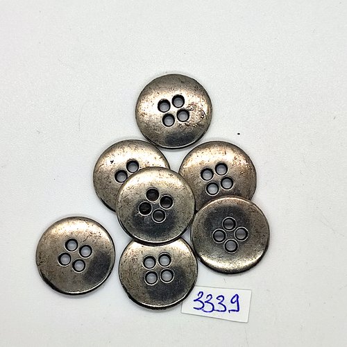 7 boutons en métal argenté - 20mm - tr3339