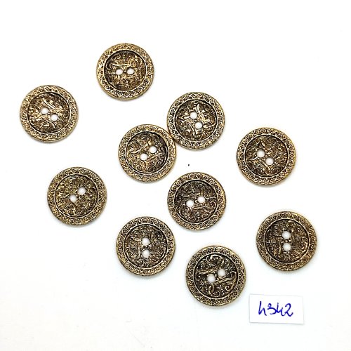 10 boutons en résine doré - 19mm - tr3342