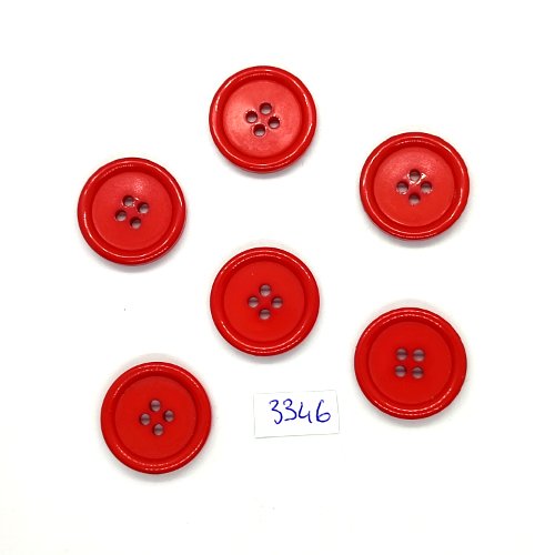 6 boutons en résine rouge - 22mm - tr3346