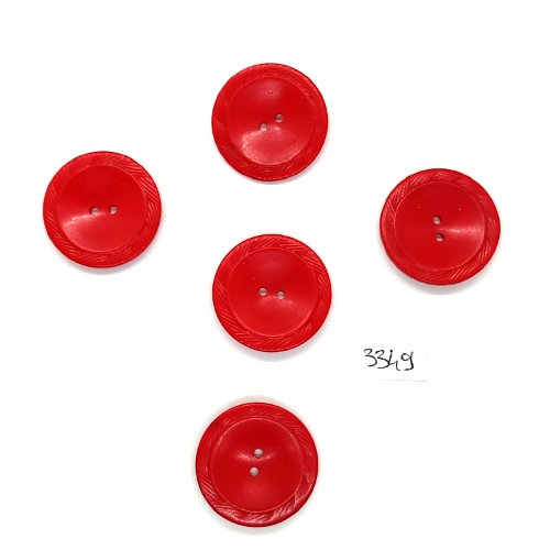 5 boutons en résine rouge - 27mm - tr3349