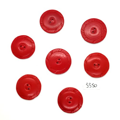 7 boutons en résine rouge - 27mm - tr3350