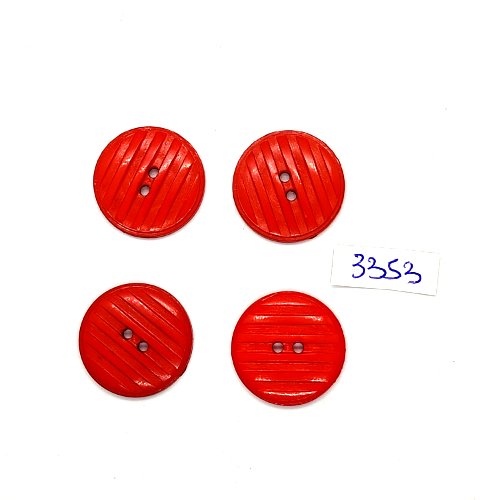 4 boutons en résine rouge - 22mm - tr3353
