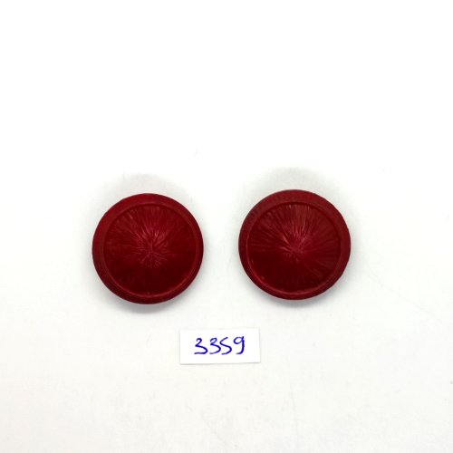 2 boutons en résine rouge  - 27mm - tr3359