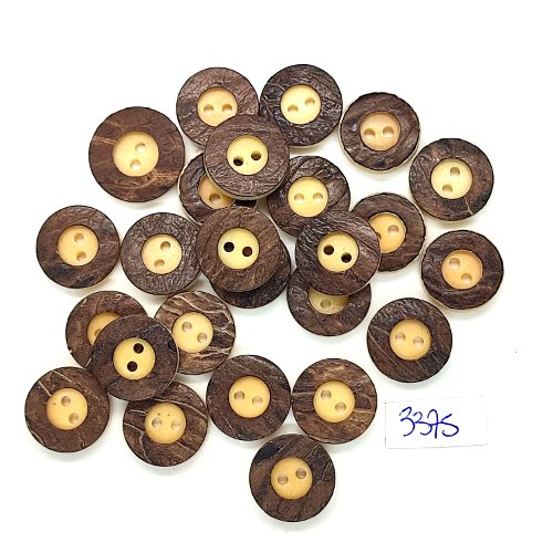 25 boutons en résine marron et beige - 15mm - tr3375
