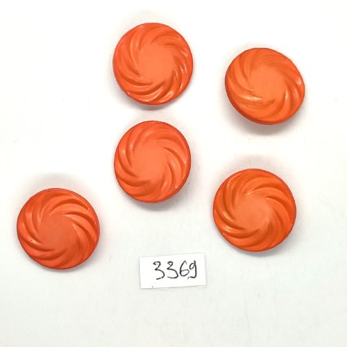 5 boutons en résine orange - 21/22mm - tr3369