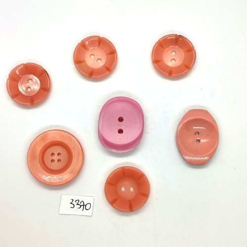 7 boutons en résine rose et lilas - taille diverse - tr3370