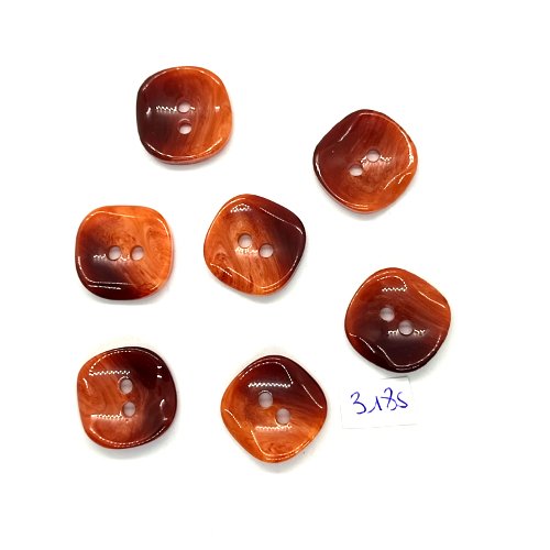 7 boutons en résine marron - 21x21mm - tr3185