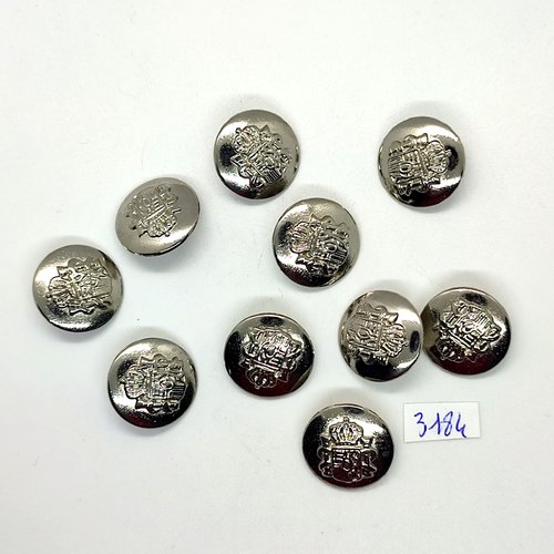 10 boutons en métal argenté - 20mm - tr3184