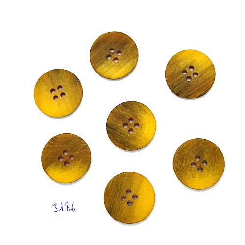 7 boutons en résine jaune / marron - 23mm - tr3186
