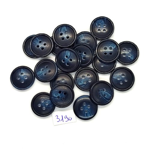 20 boutons en résine bleu foncé - 18mm - tr3190