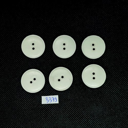 6 boutons en résine blanc - 25mm - tr3379