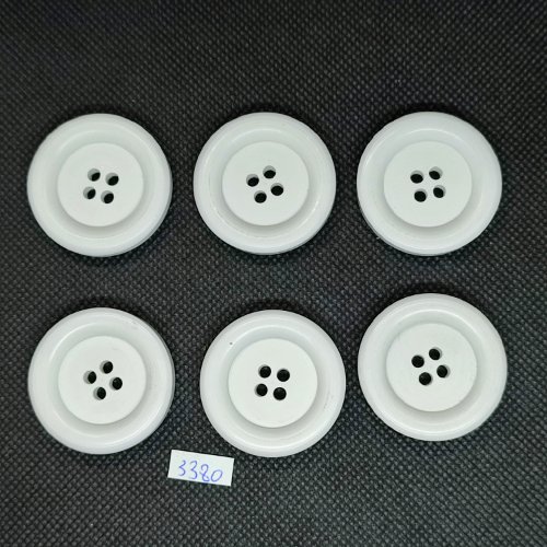 6 boutons en résine blanc - 34mm - tr3380