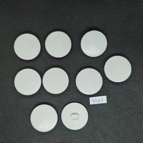 9 boutons en résine blanc - 28mm - tr3381