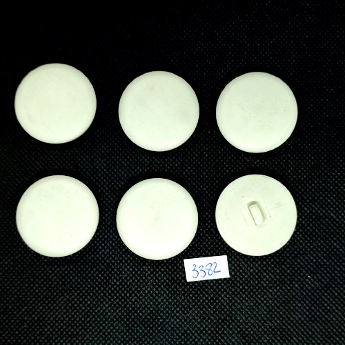 6 boutons en résine blanc - 31mm - tr3382