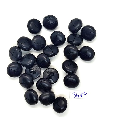 24 boutons en cuir noir - 16mm - tr3417