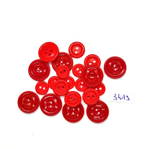 21 boutons en résine rouge - 18mm 14mm et 11mm - tr3419